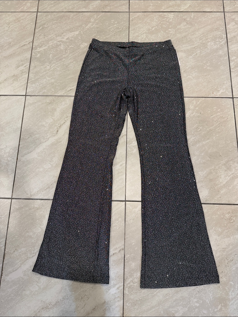Forever 21 Sparkle Black Wide Leg Flare Pants